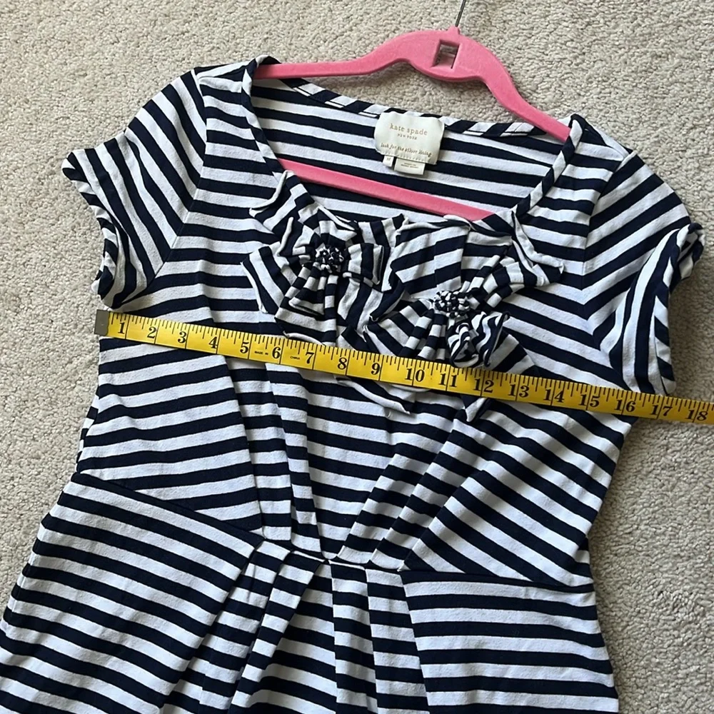 kate spade Black and White Striped Mini Dress with Ruffle Detail